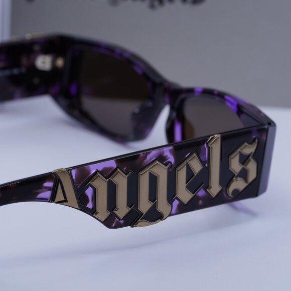 Palm Angels PERI007 ANGEL 3464 Rectangle Sunglasses - Havana Purple/Brown - Picture 10 of 11